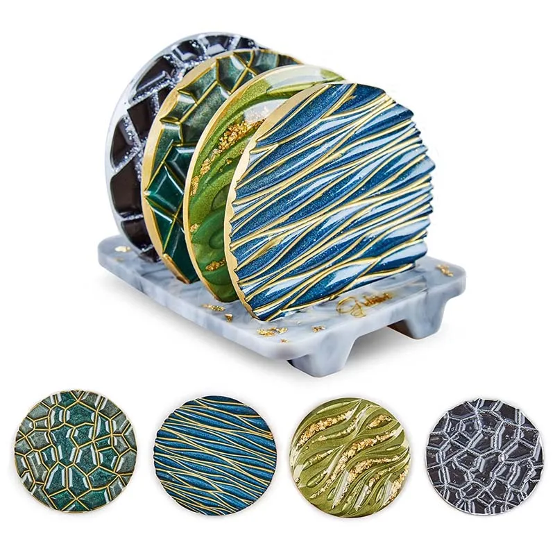 Coaster Mold Round - DIY Crystal Epoxy Mold Wave Diamond