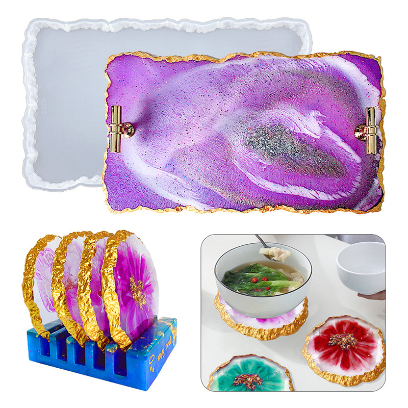 DM413 Drusy Coaster Resin Mold - огляд і ціна Serving Tray Mold